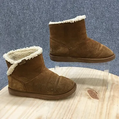 Minnetonka Boots Womens 9 Shearling Style Brown Suede Faux Fur Lined Ankle 85541 • $9.80