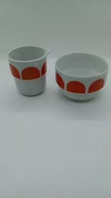 Rare!2 Pc H &C Selb Bavaria Germany Heinrich White&Orange Bowl And Creamer Set • $17