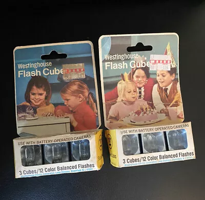 Lot Of 2 Vintage Westinghouse Flash Cubes • 6 Cubes/24Color Balanced Flashes • $12.95