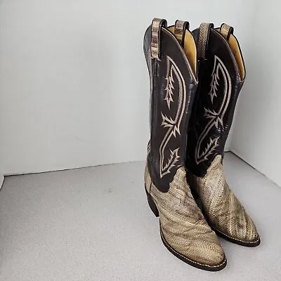 Vintage Tony Lama Men's  Python Snake Skin Western Cowboy Boots Size 7c • $59.99