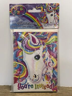 Lisa Frank Rainbow Unicorn Horse Birthday Party Invitations Majesty Kids 8 Pack • £10.62