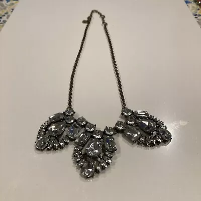 J. Crew Statement Necklace Floral Crystal Rhinestone Jewelry Vintage Style • $20