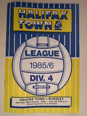 HALIFAX TOWN V  BURNLEY   1985  1986 • £2.99