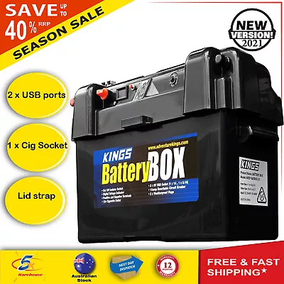 Adventure Kings 12v 138Ah AGM Deep-Cycle Maxi Battery Box Dual Input Charging • $61.12