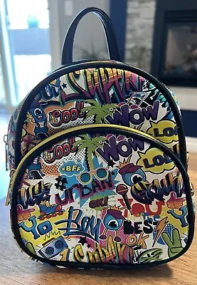Street Comic Graffiti Mini Backpack - 2 Zippered Pouches - 9” Tall X 7” Wide • $16.99