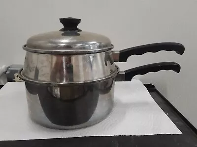 Vollrath Double Boiler 2 Quart Saucepan Lid 3 Quart Pan Double Boiler Ring 18-8- • $40