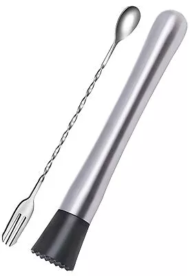 10 Inch Stainless Steel Muddler For Cocktail And 10 Inch Mixing Bar Spoon 2 Pice • $7.11