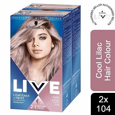 2x Schwarzkopf Live 2in1 Lightener+Twist Permanent Colour HairDye104 Cool Lilac • £14.49
