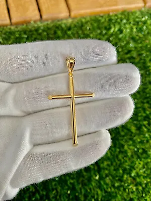 14K YELLOW GOLD Cross Crucifix Polished Pendant Charm Necklace Men Women • $154