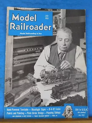 Model Railroader Magazine 1951 July Hand Powered Turntable Blacklight Signs Brid • $5