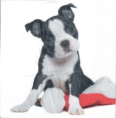 £1.29 • Buy 4 Single Paper Decoupage Napkins. Xmas, Christmas, Winter, Puppy, Dog - X155