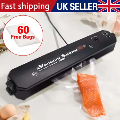 Vacuum Food Sealer Automatic Manual Sealer Dry Wet Pack Machines With 60 Bags UK • £12.59