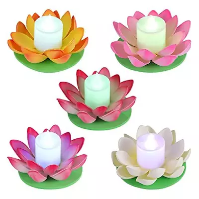 Uonlytech 5Pcs Lotus Floating Candle Light Battery Operated Medium As Shown  • $31.26