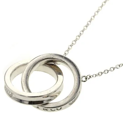 £278.88 • Buy Tiffany Necklace 1837 Interlocking Circle Pendant Silver 925 Women Co. Second Ha