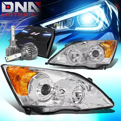 For 2007-2011 Honda Crv Chrome Amber Projector Headlight W/led Kit Slim Style • $190.98