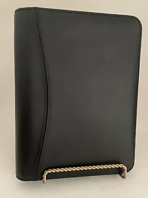 Black Leather Dayrunner Binder 3 Ring Organizer Planner 10.5  X 8.5  Zip Around • $19.99