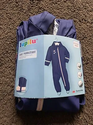 BNWT Lupilu Baby Girls Age 6-12 Months Purple Multi Wind & Waterproof Puddle Sui • £9.99