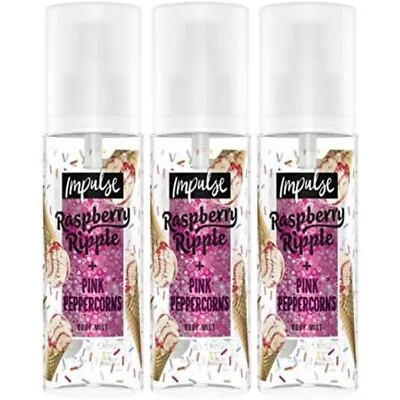 Impulse Body Mist Spray Raspberry Ripple And Pink Peppercorns 150ml X 3 • £9.19