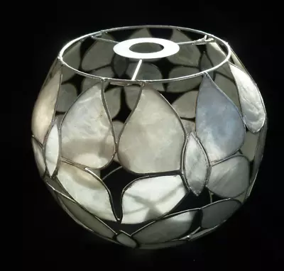 Silver Colour Capiz Shell Ceiling Light Shade Globe Ball Leaf D 8   High.  VGC • £13.99