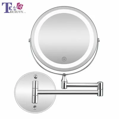 360° 10X Wall Mounted Magnifying Makeup Mirror With LED Light 8  Dual Side AU • £27.99