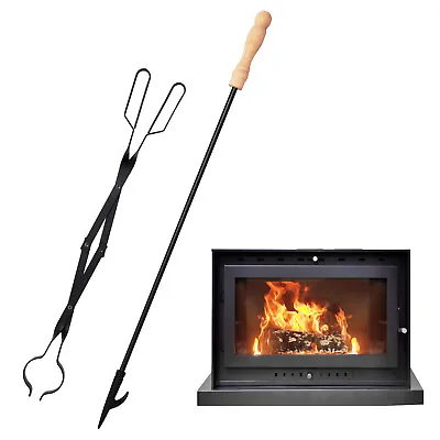 $20.89 • Buy 1 Set Fire Pit Poker Campfire Fireplace Tongs Log Grabber Wood Grill Camping Use