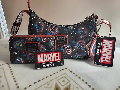 Loungefly Marvel Avengers Floral Tattoo Print Shoulder Crossbody Bag Purse NWT • $59