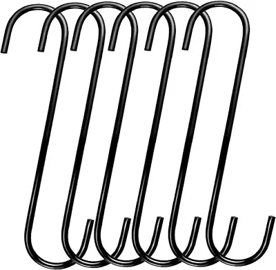 8 Inch S Hooks Heavy Duty 6 Pack Extra Large Metal S Shaped Hooks Black Patio • $15.79