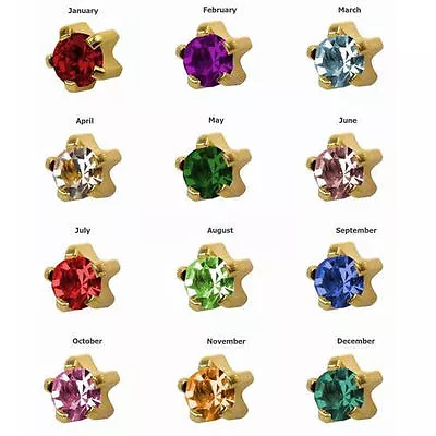 Birthstone 24K Gold-Plated Surgical Stainless Prong RD3.0mm Stud Earrings • $8.50
