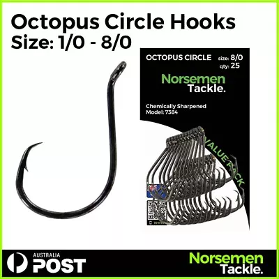 Octopus Circle Hooks Fishing Hooks Chemically Sharpened - Norsemen Tackle • $7.90