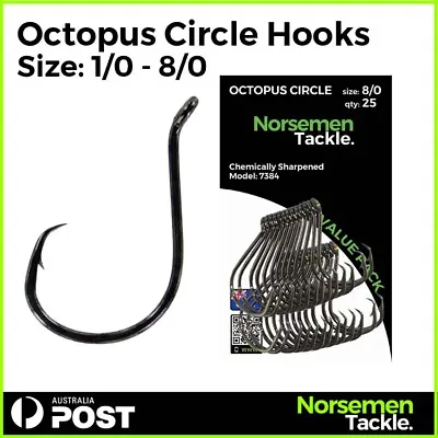 Snapper Circle Hooks Fishing Hooks Chemically Sharpened - Norsemen Tackle • $12.90