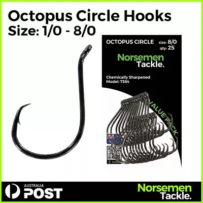 Snapper Circle Hooks Fishing Hooks Chemically Sharpened - Norsemen Tackle • $14.90