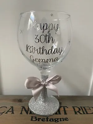 Personalised Gin Glass - Any Name - Birthday 18th 21st 30th 40th 50th Rose Gold • £8.95