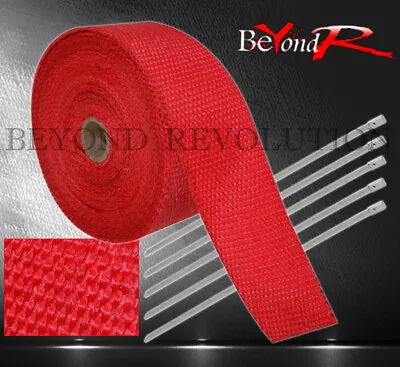 30Ft X2  X1.5mm Aluminum Color Heat Wrap Cover Piping Catback Header Red • $22.99