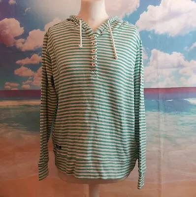 Lazy Jacks Green White Stripes 100% Cotton Hoodie. UK Women's Size Medium • £21