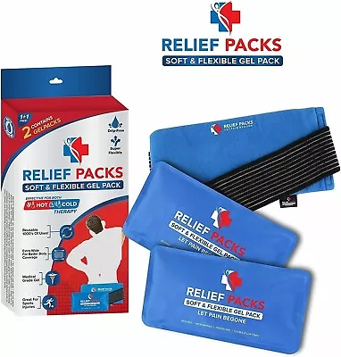 Pack Of 2 Hot/Cold Gel Ice Packs For Sports Injuries Pain Relief • £9.99