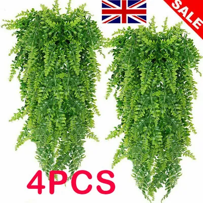 4 Artificial Hanging Plants Fake Fern Trailing Foliage Plastic Flower Leaf Decor • £3.49