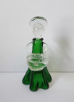 Mid-Century Italian Blown Murano Style Glass Green Angel Candle Holder • $49.99