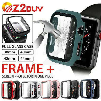 $8.95 • Buy For Apple Watch IWatch Series SE 6 5 4 3 2 Glass Case Full Cover 38 40 42 44mm