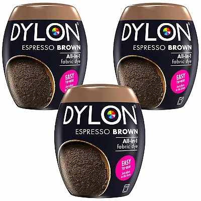 £19.99 • Buy DYLON Washing Machine Fabric Dye Pod, Espresso Brown, 3 Packs Of 350g