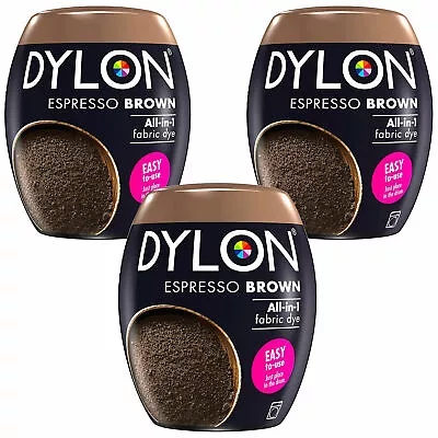 DYLON Washing Machine Fabric Dye Pod Espresso Brown 3 Packs Of 350g • £25.99