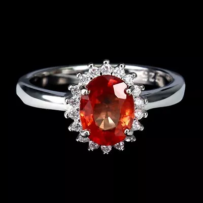 Ring Padparadscha Sapphire Genuine Mined Gem Solid Sterling Silver  P 1/2  US 8 • £74.99