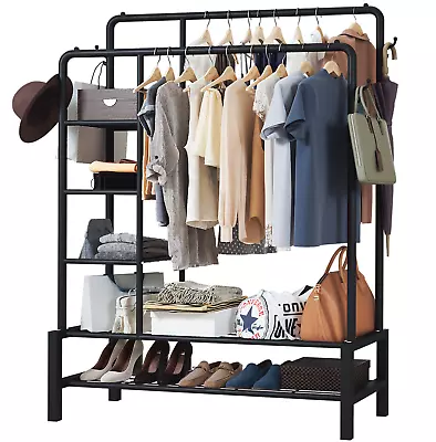 Heavy Duty Double Clothes Rail 120KG Load Clothes Rack For Bedroom Open Wardrobe • £37.99