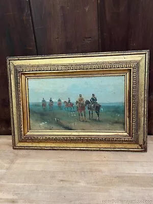 Antique Oil Painting On Board Civil War Soldiers On Horses Signed 1891 Framed • $195