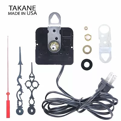 Made In USA Takane Electric 110V Clock Movement Kit With Hands Multiple Sizes • $29.95