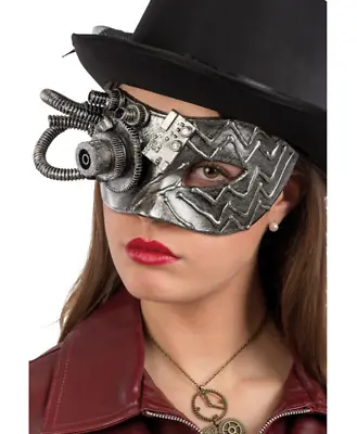 £14.99 • Buy Steampunk Masquerade Mask Silver Halloween Fancy Dress Cyborg Robot Eye Patch