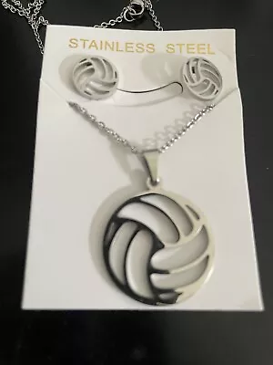 Volleyball Necklace And Earrings Set Stainless Steel • $8