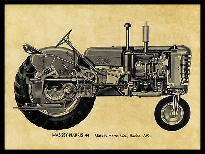 Massey Harris Model 44 Tractor Metal Sign - 24  X 30  USA STEEL XL Size  7 Lbs! • $129.88