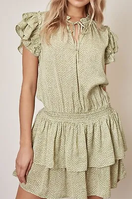 Mustard Seed Womens Dress Green Ruffle Bow Tie Mini Dress Size Large NWT • $24.95