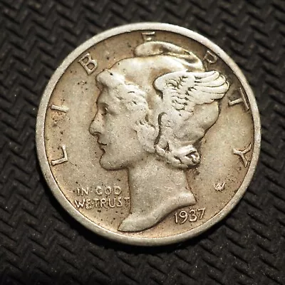 1937 **d**  Mercury Head Silver Dime ***nice Coin*** - Free Shipping! X4203 • $4.50