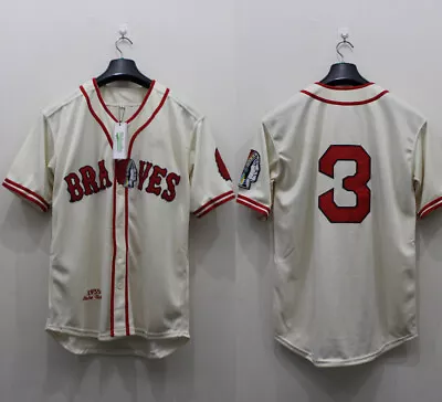 Throwback 1935 Babe Ruth #3 Braves Baseball Jerseys Beige Stitched Jersey S-3XL • $36.90